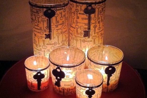 Chaves podem servir até para decorar castiçais de vela (Foto: Reprodução/Pinterest)