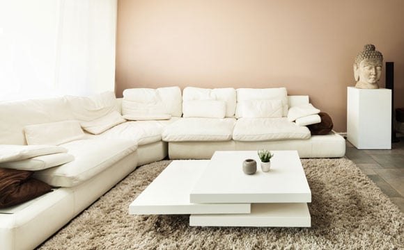 Um tapete confortável transmite uma sensação de aconchego e calor para a sala de estar. O ideal é que seja de cor escura para evitar manchas e esforço para limpeza. É importante também que seja grande e ocupe toda a área da sala, entre o sofá e a televisão