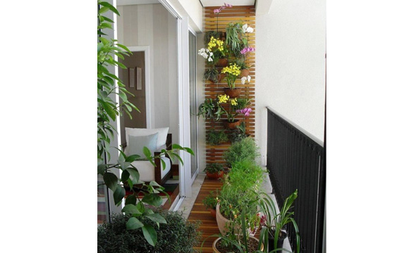 O fundo de madeira serve como suporte para as plantas e dá um tom rústico e aconchegante ao ambiente. (foto: Pinterest)