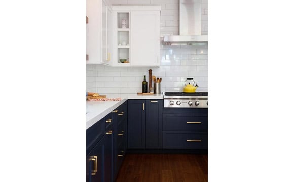 Armário da cozinha em azul-marinho