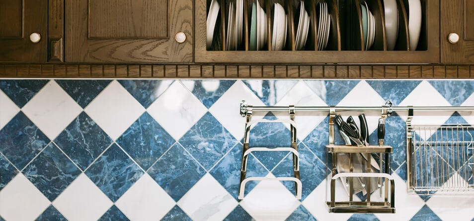 Imagem de uma cozinha azul
