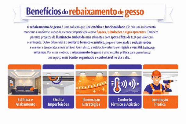 benefícios do rebaixamento de gesso
